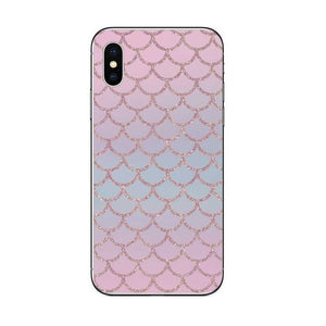 Colorful Grid Case For iPhone X 8Plus 6 6S 5S 5 SE hard plastic Case Mermaid  Girly Cover Cases For iPhone 7 XR XS MAX 6Plus