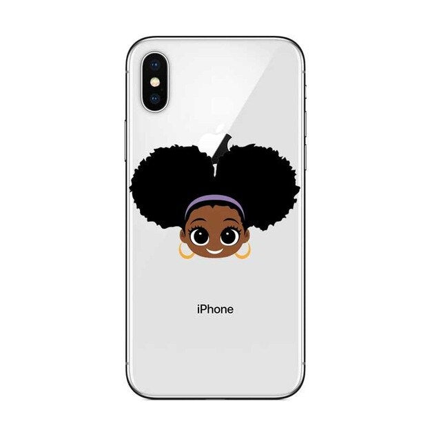 Phone Case for iPhone X XR XS Max 6 6s 7 8 Plus 5 5S SE Black Girl Cover