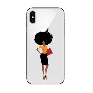 Phone Case for iPhone X XR XS Max 6 6s 7 8 Plus 5 5S SE Black Girl Cover