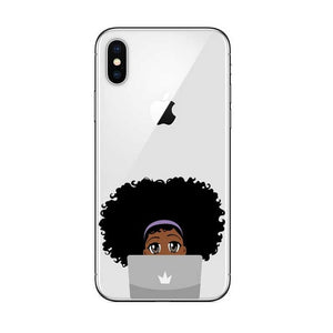 Phone Case for iPhone X XR XS Max 6 6s 7 8 Plus 5 5S SE Black Girl Cover