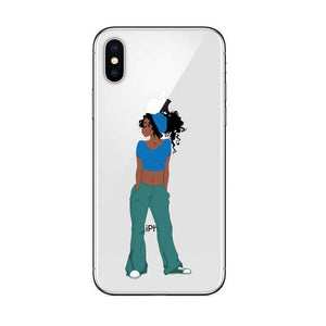 Phone Case for iPhone X XR XS Max 6 6s 7 8 Plus 5 5S SE Black Girl Cover