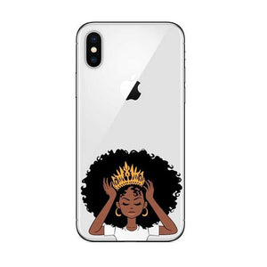 Phone Case for iPhone X XR XS Max 6 6s 7 8 Plus 5 5S SE Black Girl Cover