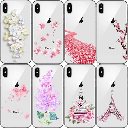 iphone 5 5S 6S  XR XS MaxPLUS X  XR XS Max 8 Back Cover Colorful Flowers Leaf Cartoon Cases