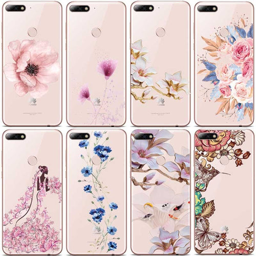 Silicon Phone Case For Huawei P8 P9 P9LITE  Rose Floral Leaves Cases For P10 P20L P10 P20Plus