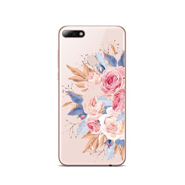 Silicon Phone Case For Huawei P8 P9 P9LITE  Rose Floral Leaves Cases For P10 P20L P10 P20Plus